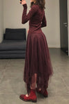 Marc Le Bihan Fake Two-piece Dress Series Three-layer Gauze Silk Skin-friendly Hand-made Plant Dyeing Daily MLB-2832-JIUHONG Wine Red